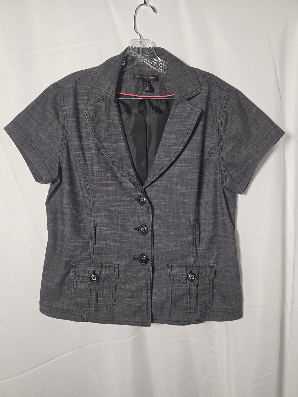 Short-Sleeve Gray Notch Lapel Blazer - Nine West